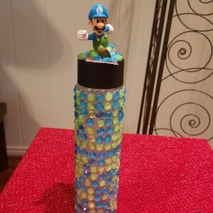 Luigi Themed Bejeweled Bottle